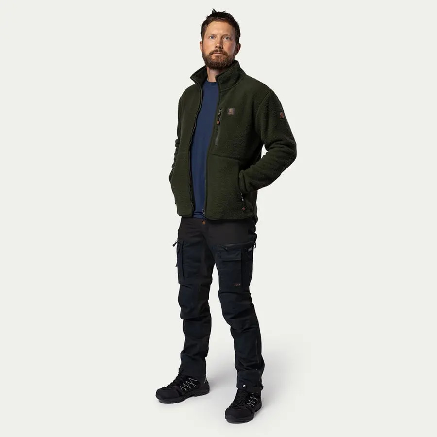detail Beyond Nordic Sweden Teddy olivová pánská hřejivá bunda