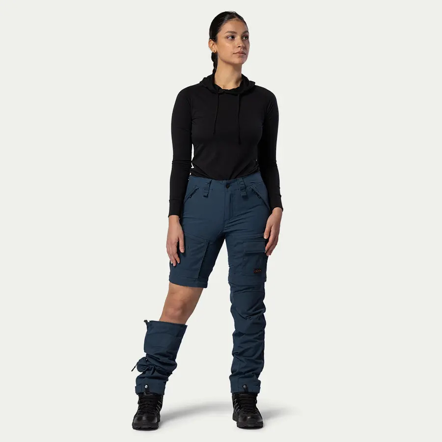 detail Beyond Nordic Sweden Zip-Off modré dámské outdoor kalhoty 2v1 Teflon EcoElite®