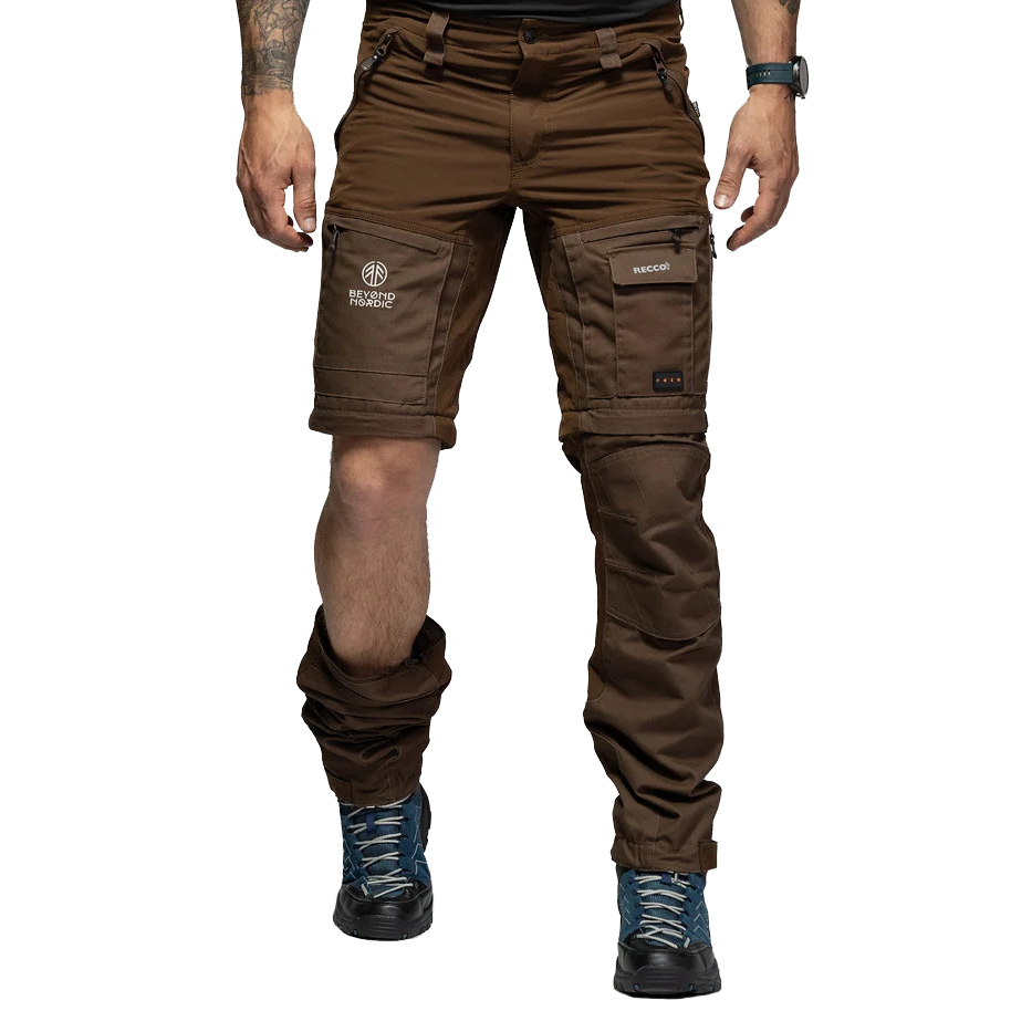 detail Beyond Nordic Zip-Off hnědé pánské outdoor kalhoty 2v1 Teflon EcoElite®