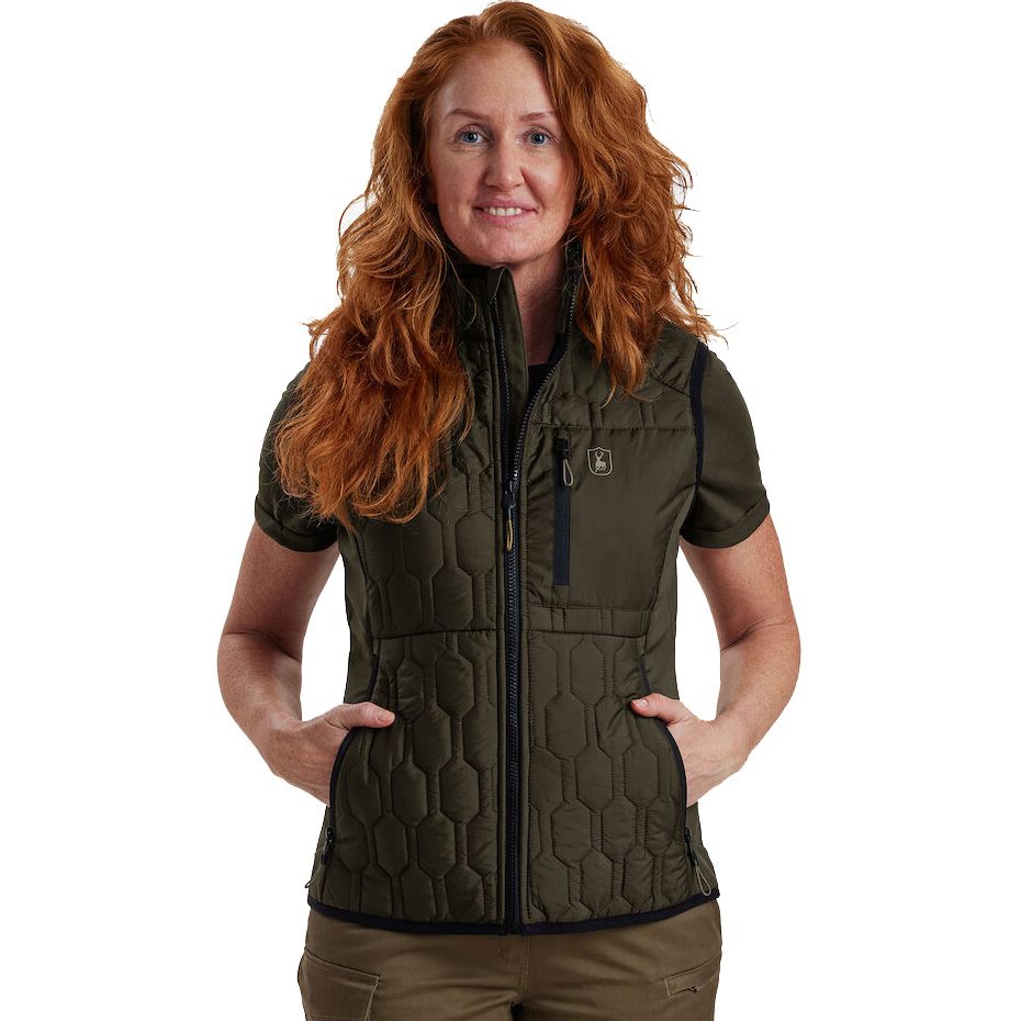 detail Deerhunter Denmark Lady Mossdale olive women’s quilted vest