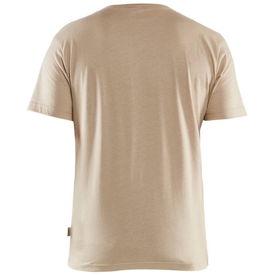 detail BLAKLADER Sweden 3D Logo béžové pánské profi triko 100% Ba