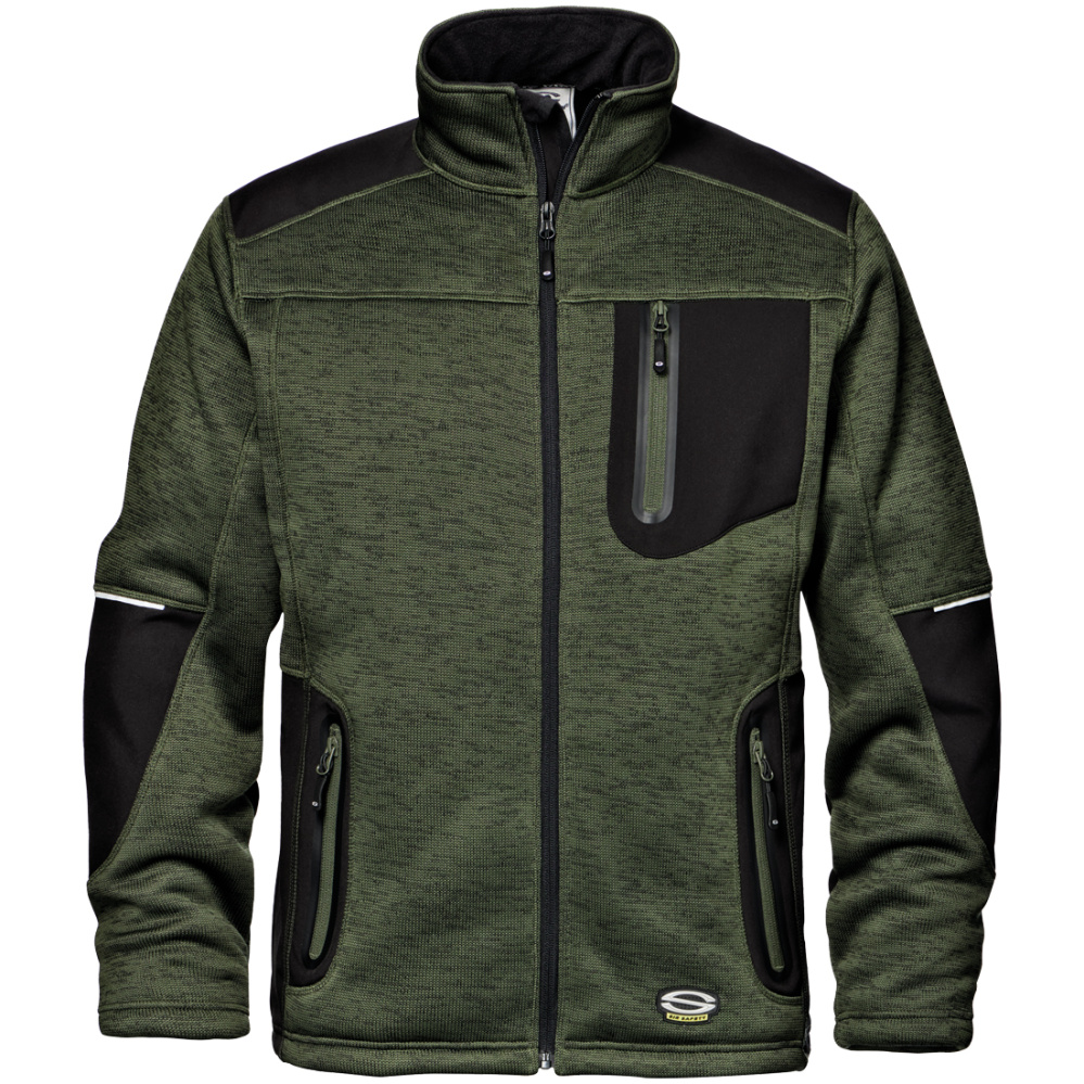 detail SIR Fighter Melange olivová pánská pletená bunda