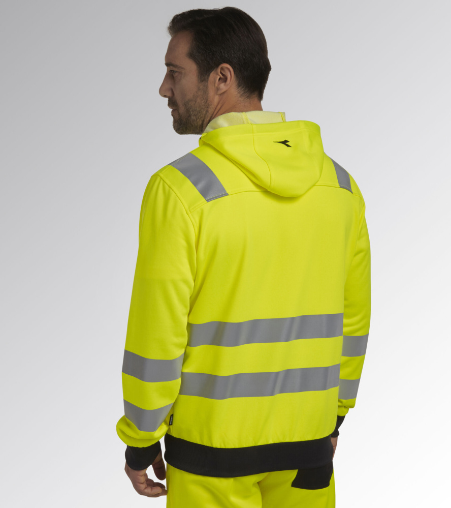 detail DIADORA Hoodie fz hv žlutá pánská reflexní bunda/mikina