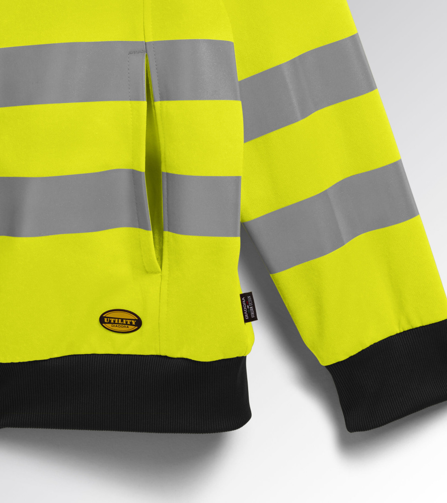 detail DIADORA Hoodie fz hv žlutá pánská reflexní bunda/mikina