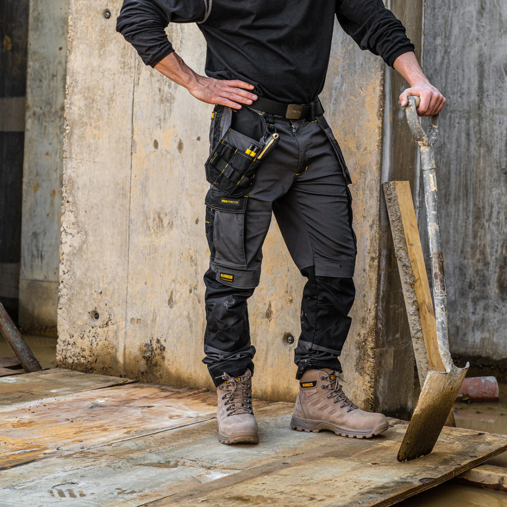 detail DEWALT ORIGINAL Fairhaven šedé pánské pracovní kalhoty Stretch Slim