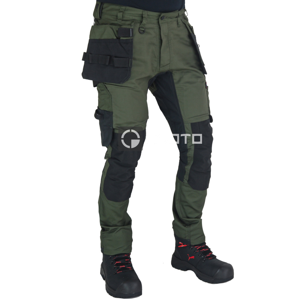 detail BLAKLADER Sweden Craftsman Stretch olivové pánské pracovní kalhoty + kapsy