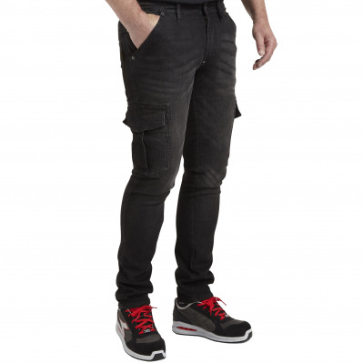 DIADORA Stone Cargo černé pánské kalhoty Jeans Stretch