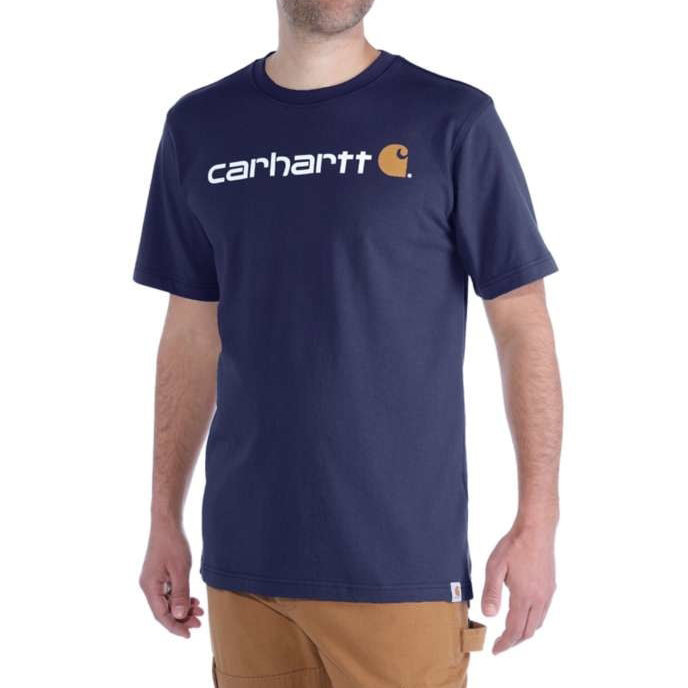 detail CARHARTT Core Logo modré pánské triko 100% Ba