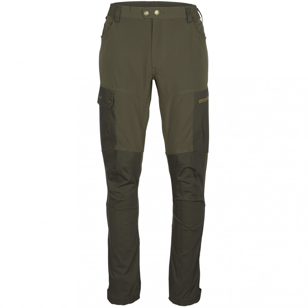 detail PINEWOOD Finnveden Trail Hybrid Stretch olivové pánské outdoor kalhoty